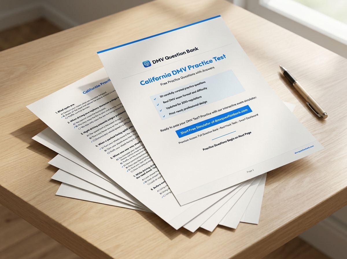 Free California DMV Practice Test PDF Stacked Mockup